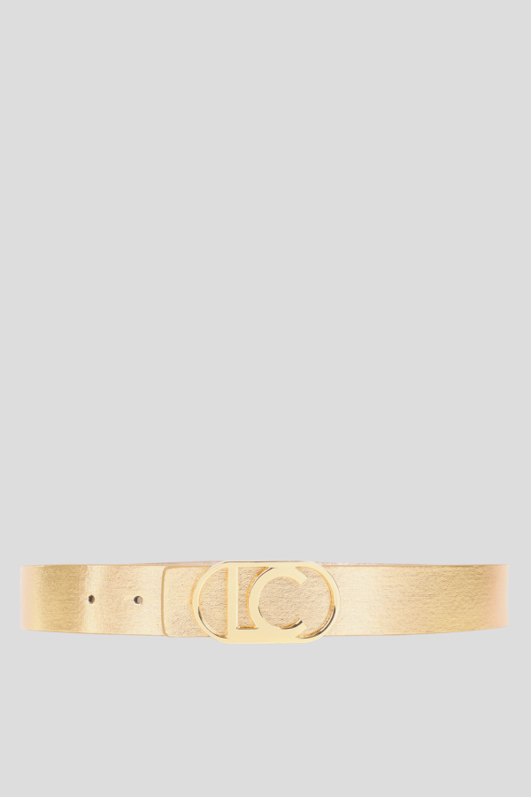 Reversible metal belt with oval buckle