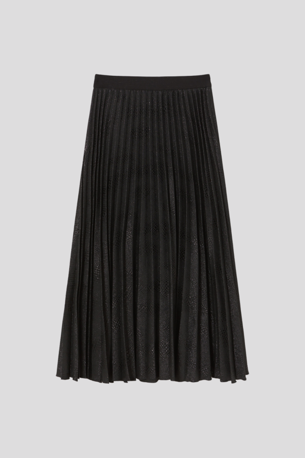 Pleated Midi Skirt Animal Print