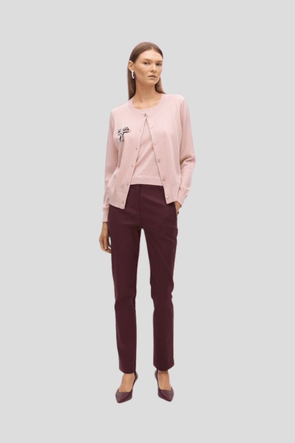Two-piece cardigan with rhinestone bow