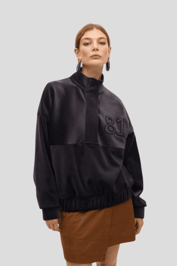 Embroidered 1981 corduroy-effect sweatshirt