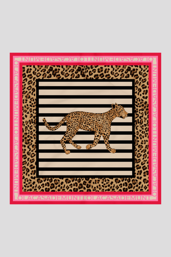 Panuelo satinado con estampado combinado de rallas