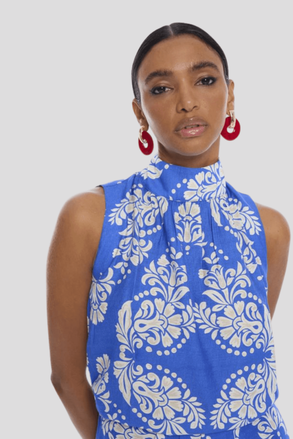High Neck Paisley Top