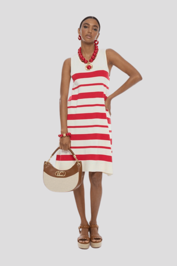 Short Knitted Dress with Wide Straps A-line Irregu