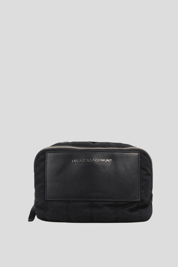Combined Nylon and PU Toiletry Bag